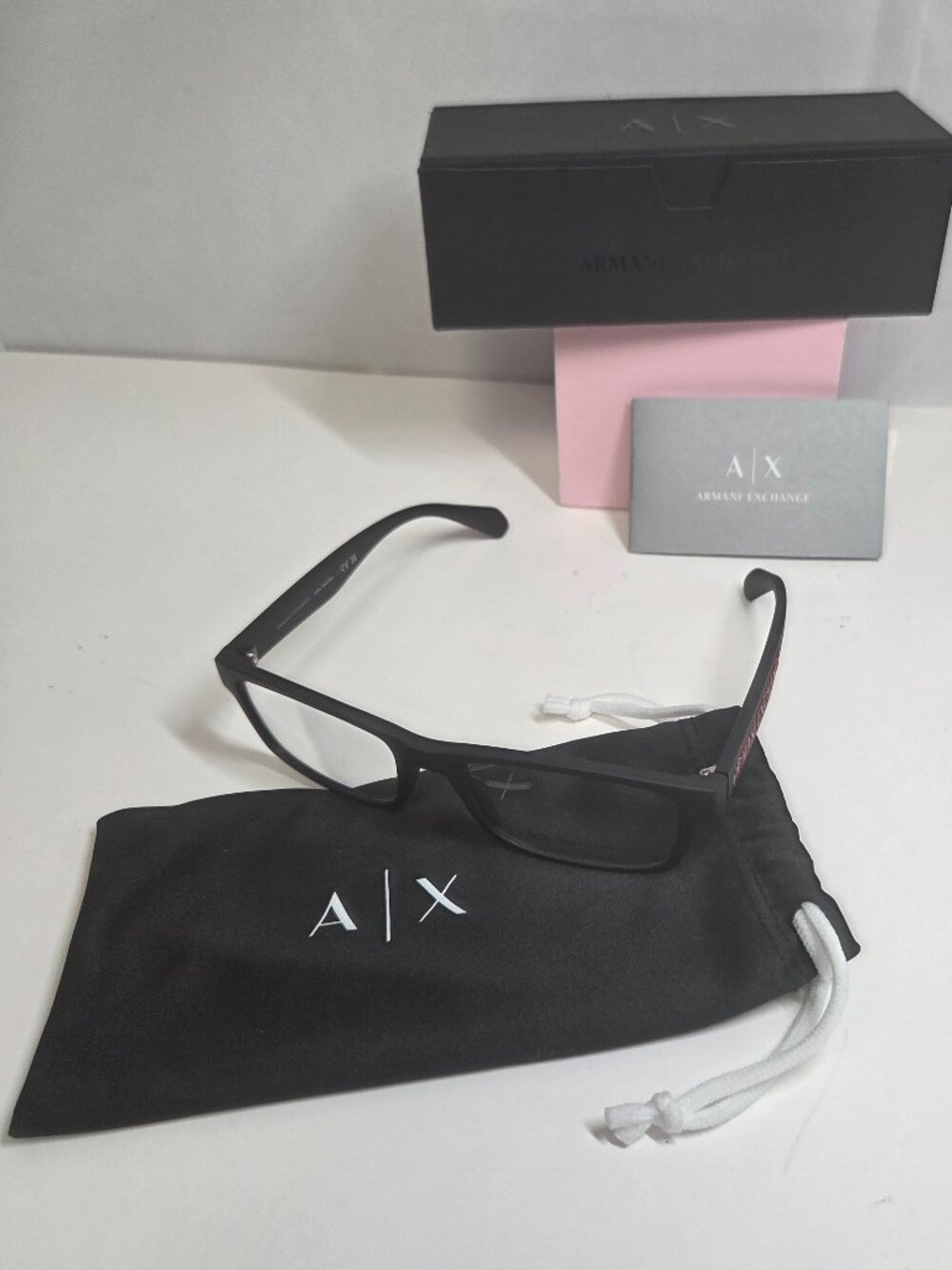 Armani Exchange AX3070 8078 Eyeglasses Matte Black DEMO LENS RED LETTERS